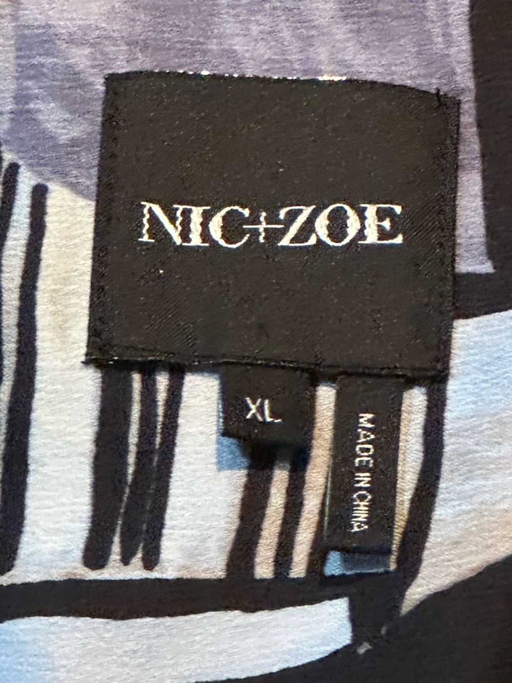 NIC+ZOE Black and Light Blue Patterned Top - Picture 5 of 11